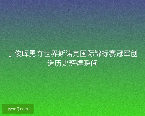 丁俊晖勇夺世界斯诺克国际锦标赛冠军创造历史辉煌瞬间