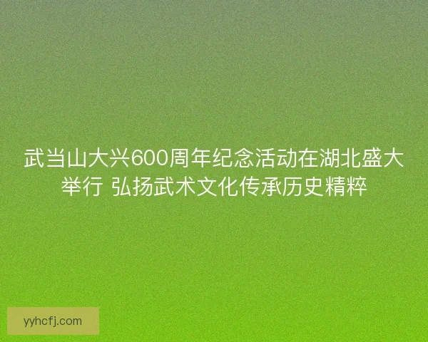 武当山大兴600周年纪念活动在湖北盛大举行 弘扬武术文化传承历史精粹